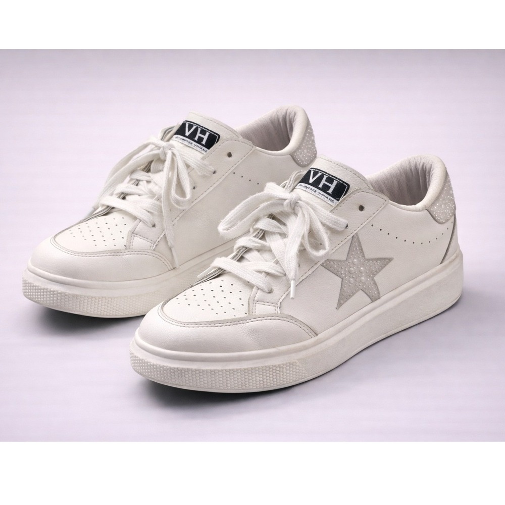 Vintage Havana White Sneakers with Silver Accents - Picture 1 of 10